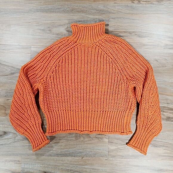 🔹️NWT H&M Divided Orange Soft Chunky Knit Cropped Sweater XSmall - Picture 8 of 14